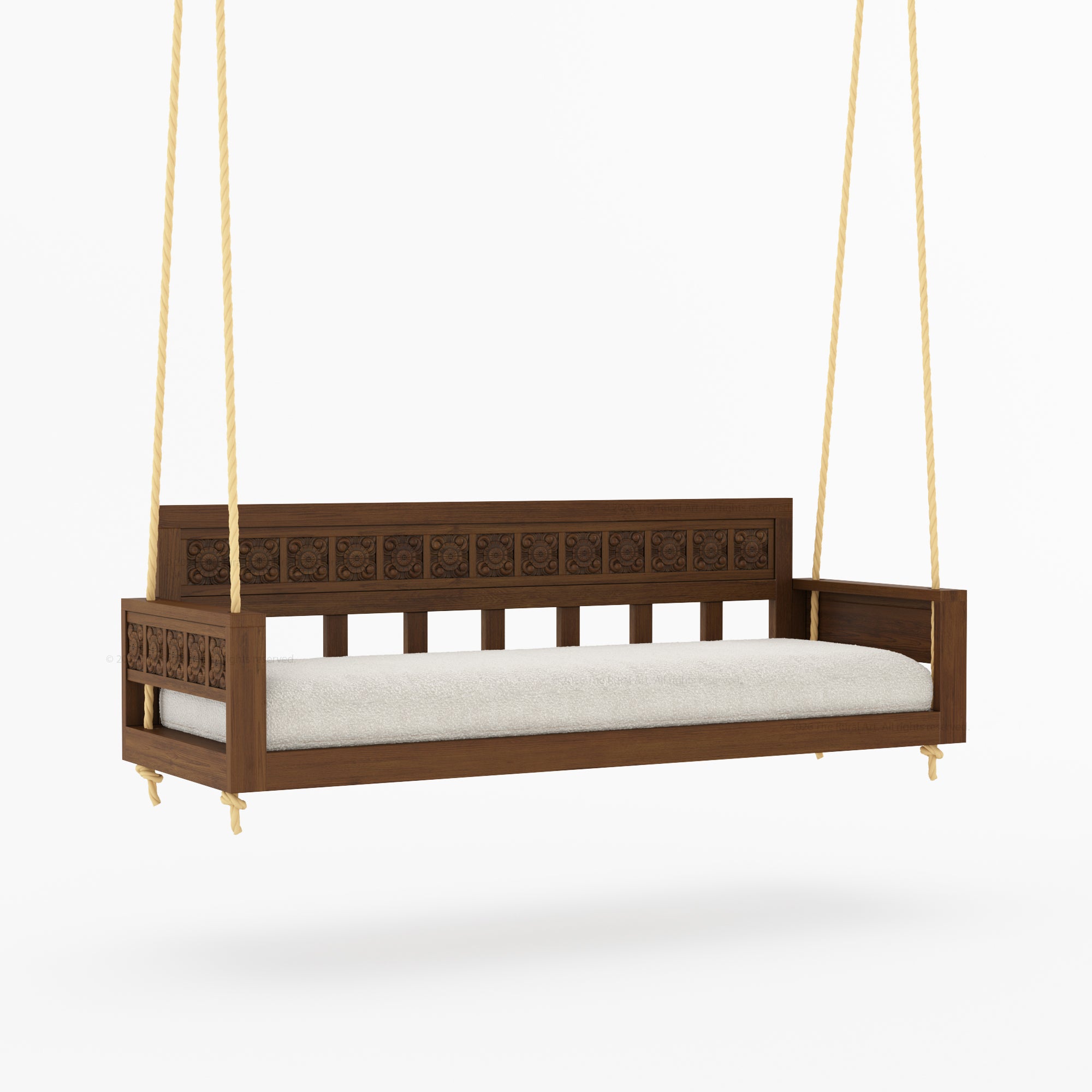 Ocala Hand-Carved Solid Wood Outdoor Porch Swing