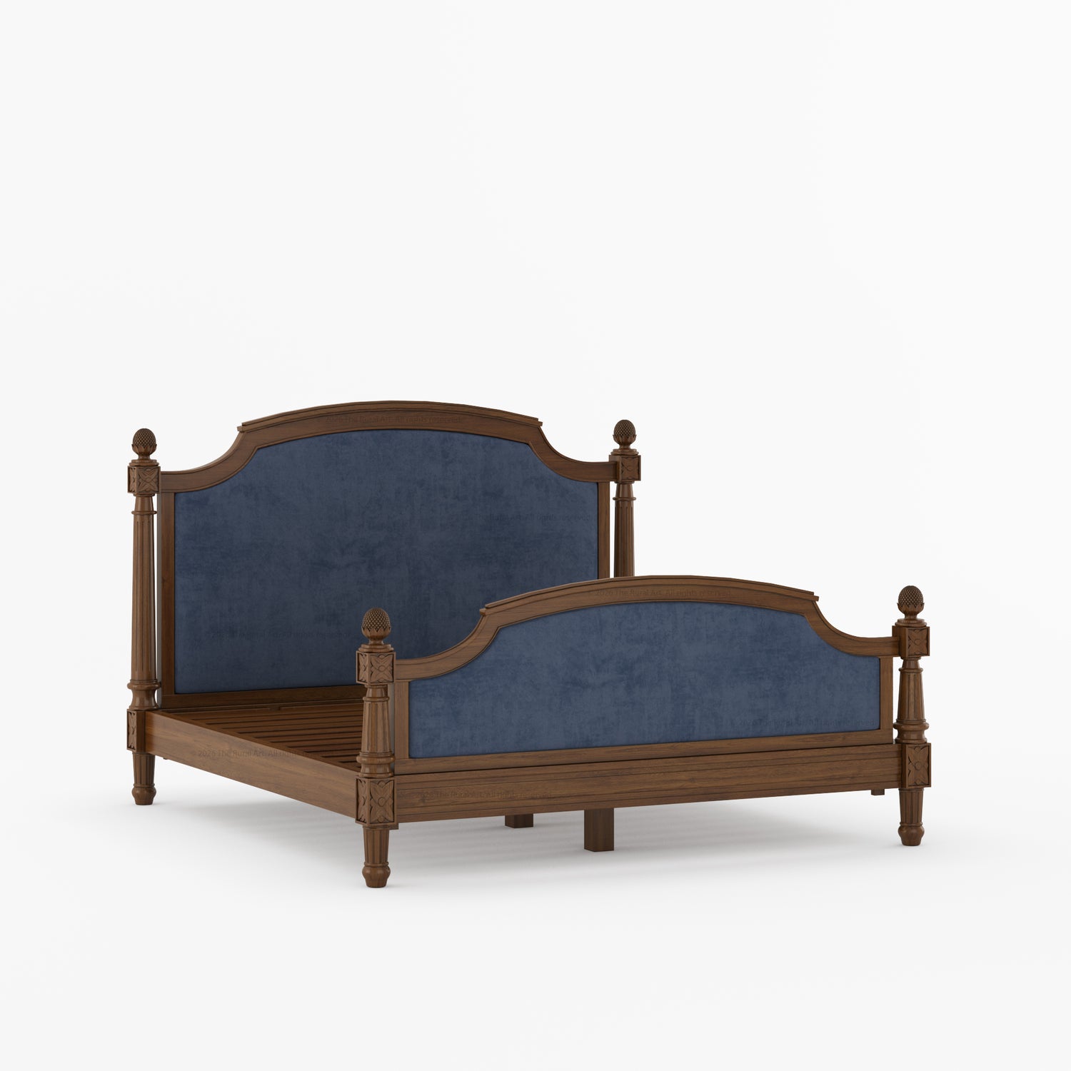 Novato Heritage Solid Wood Bed with Upholstered Headboard &amp; Footboard