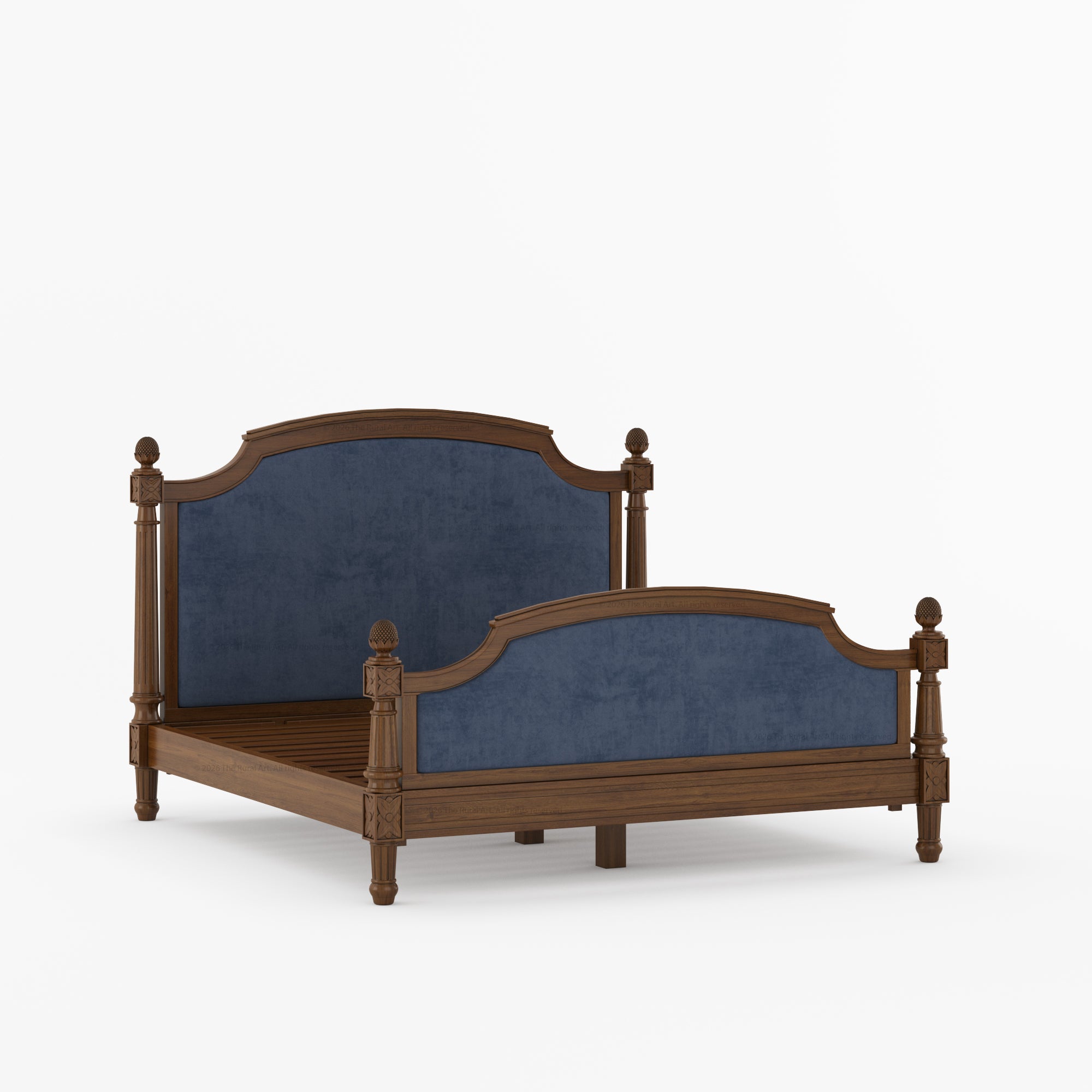 Novato Heritage Solid Wood Bed with Upholstered Headboard &amp; Footboard