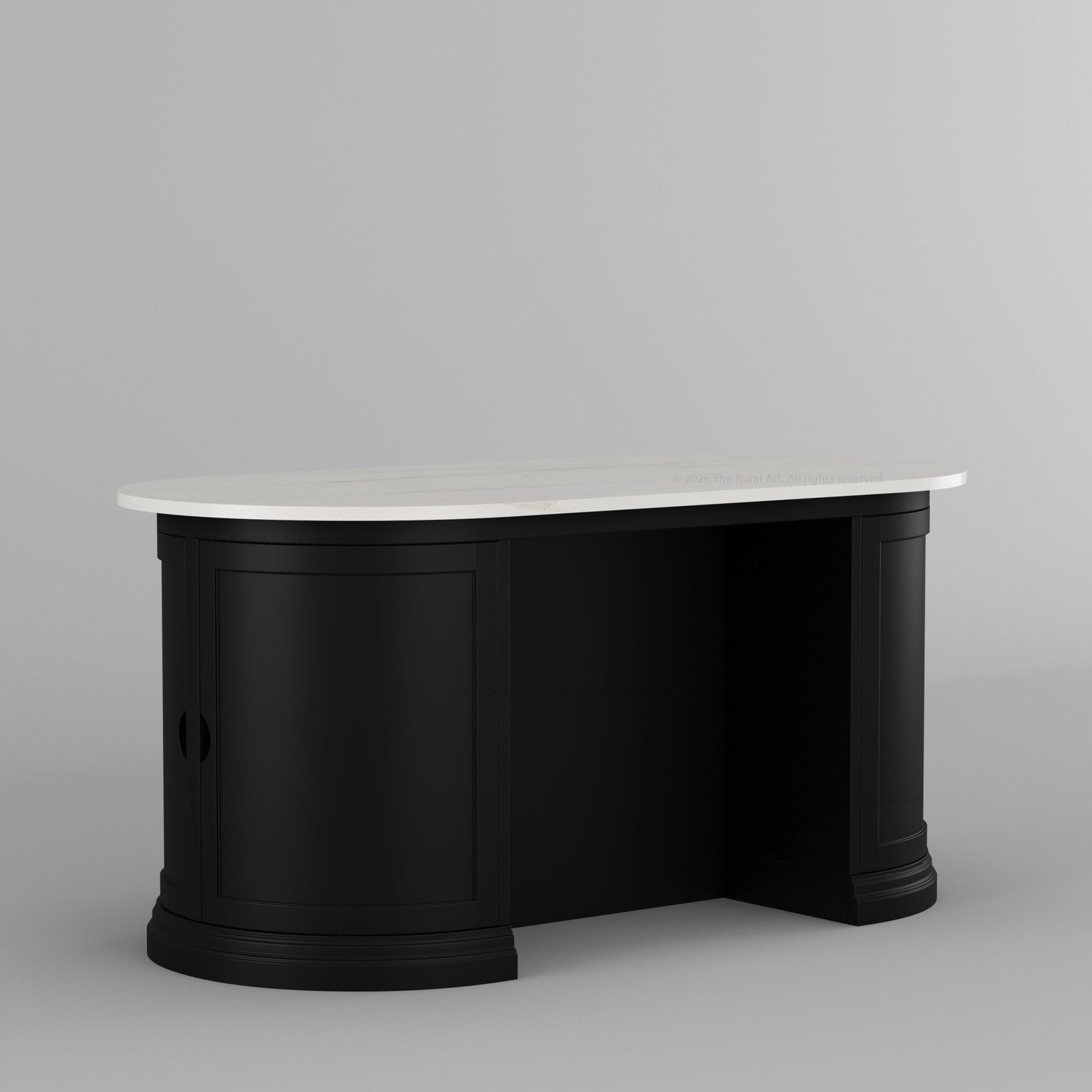 Harrison Solid Wood Oval Kitchen Island with Storage &amp; Optional Seating