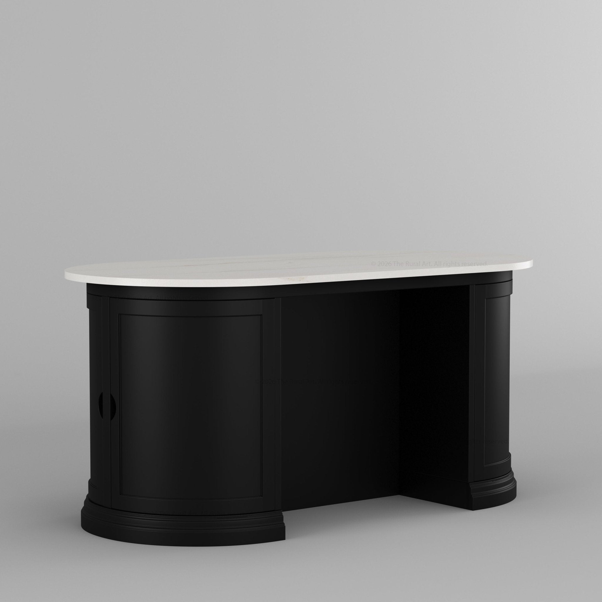 Harrison Solid Wood Oval Kitchen Island with Storage &amp; Optional Seating