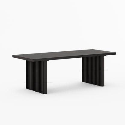 Large Black Rectangular Table Fluted Legs