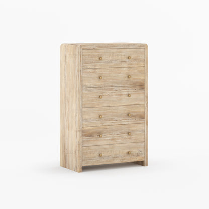 Garland Solid Wood Tall Dresser 6 Drawer Chest with Rounded Edges