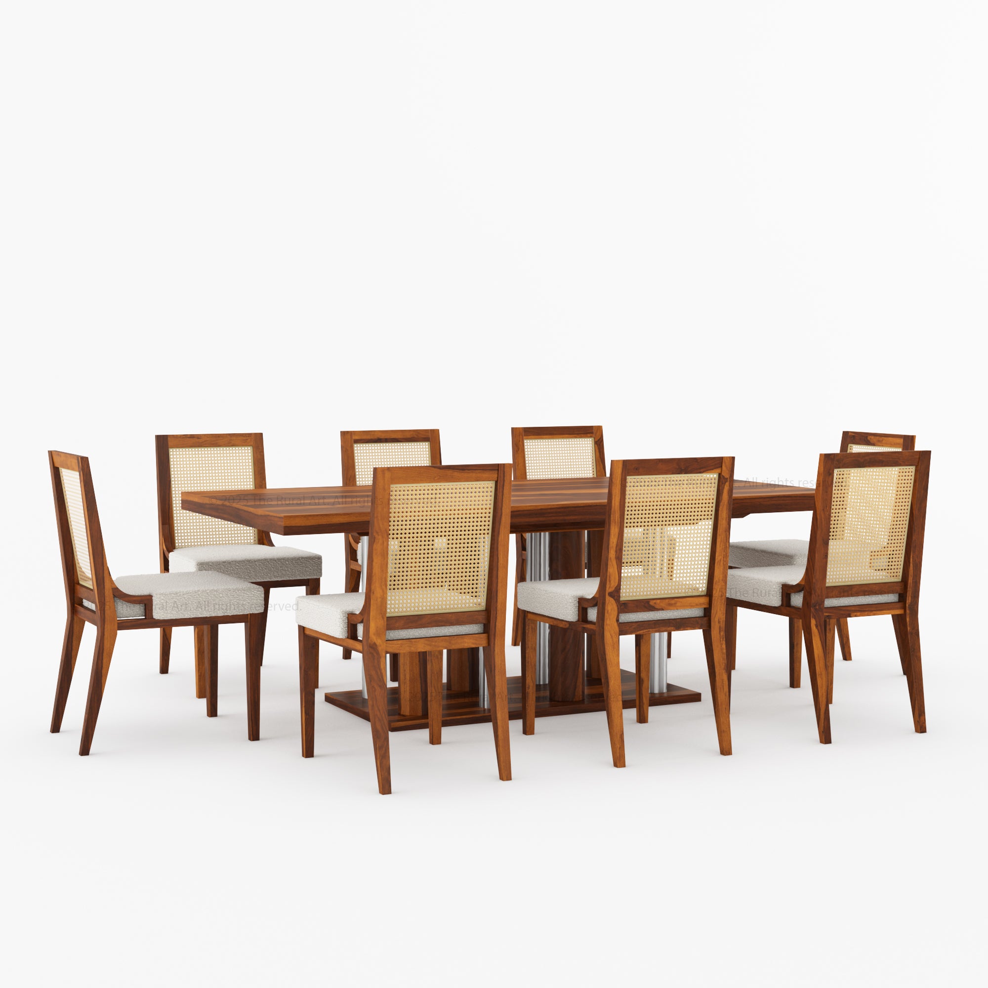 Fairbanks Modern Solid Wood Dining Table &amp; Cane Back Chair Set
