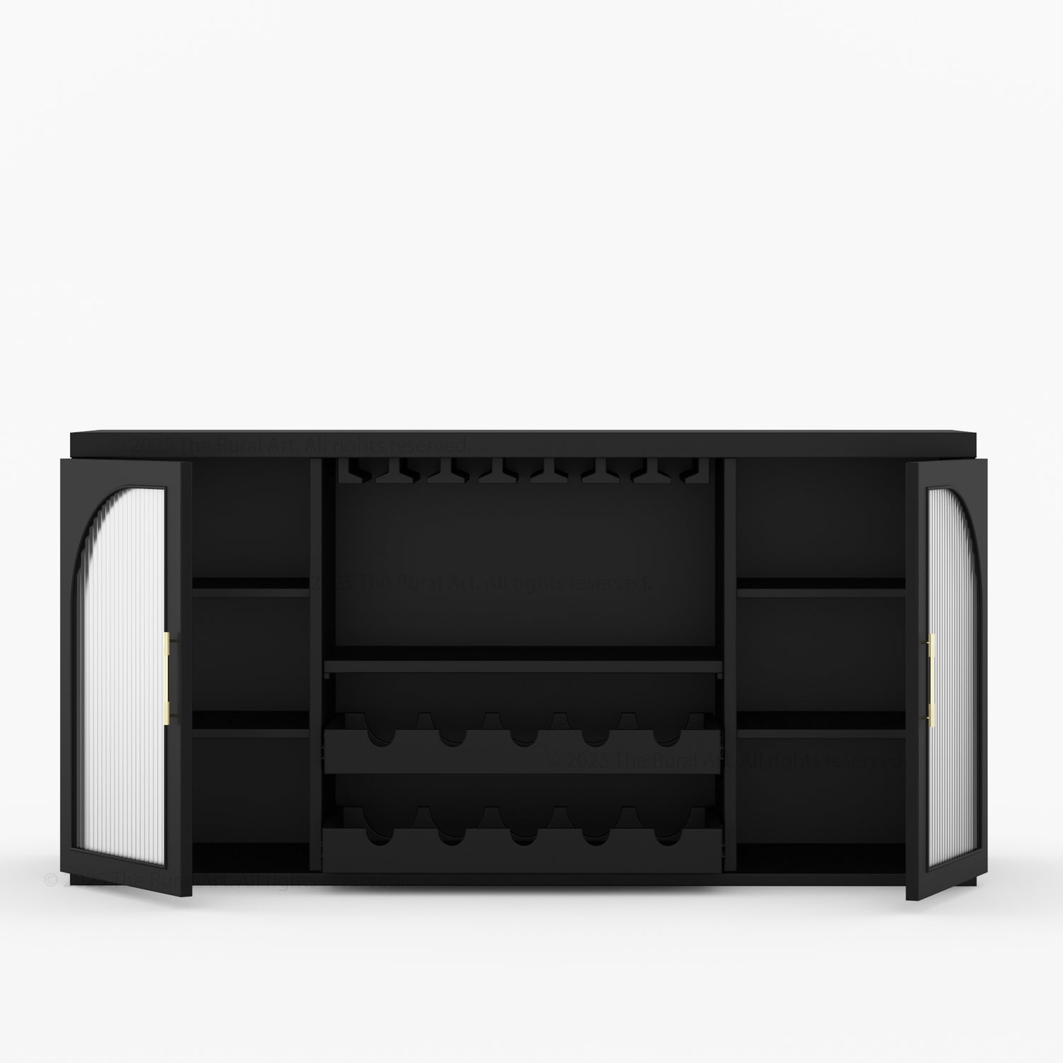 Shelbyville Arched Fluted-Glass Wine Bar Cabinet