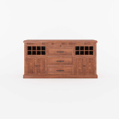 Jackson Solid Wood Sideboard Buffet with Hand-Carved Detailing &amp; Wine Storage