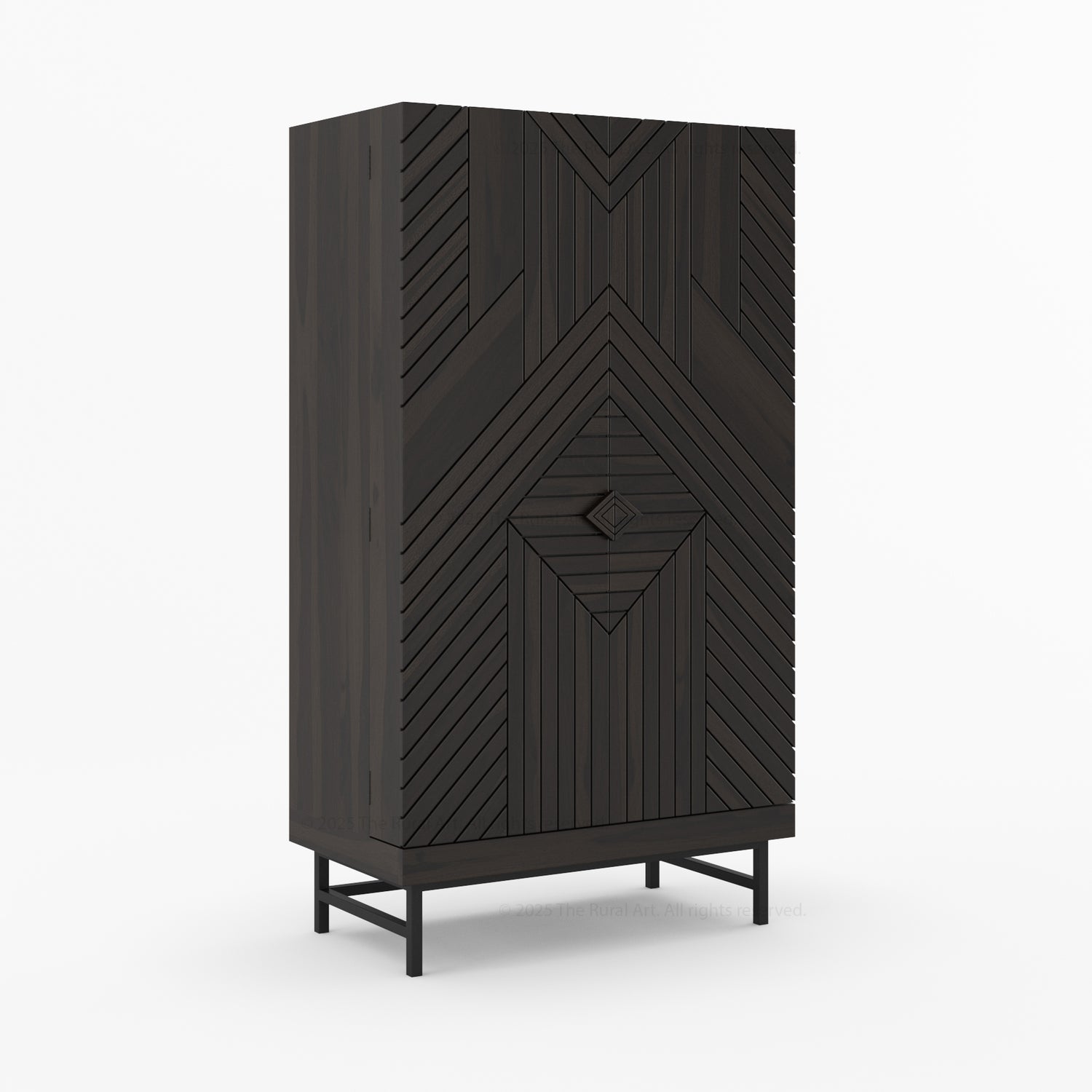 Charleston Rustic Modern Tall Bar Cabinet With Wine Storage