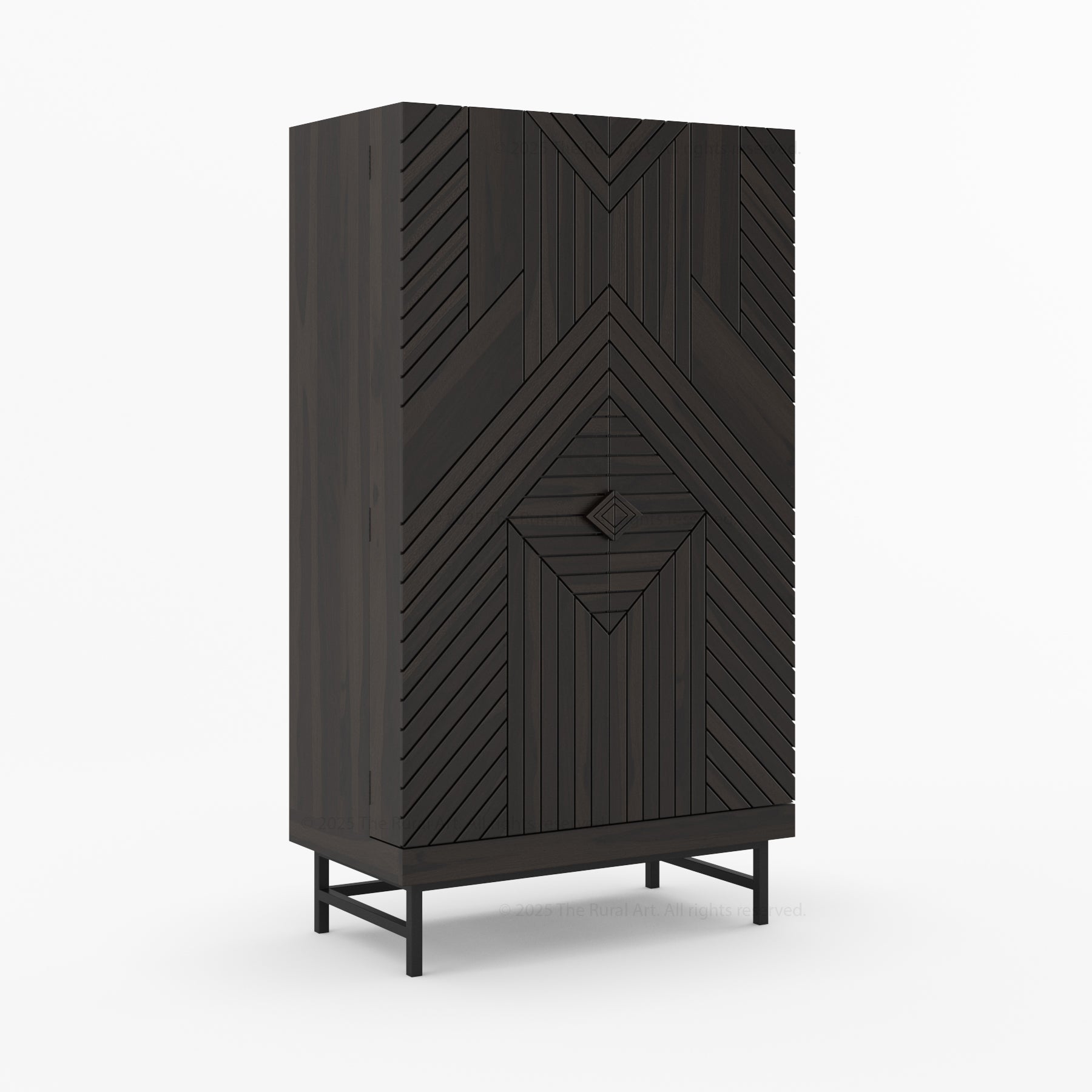 Charleston Rustic Modern Tall Bar Cabinet With Wine Storage