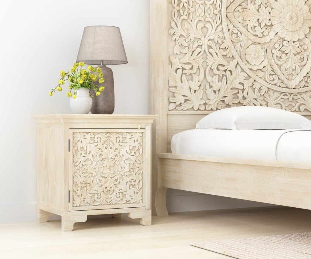 Malibu Weathered Hand Carved Solid Wood Nightstand