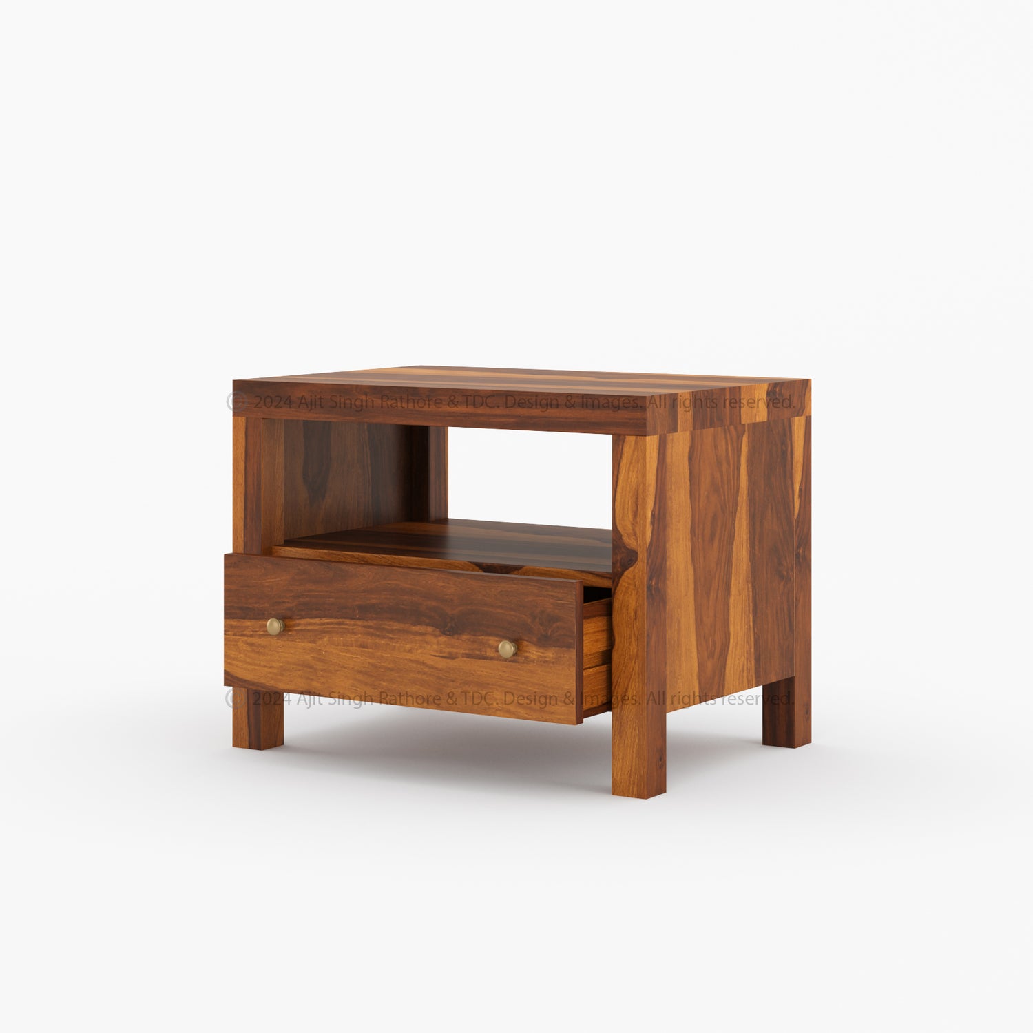 Lompoc Premium Solid Indian Rosewood Nightstand with Drawers