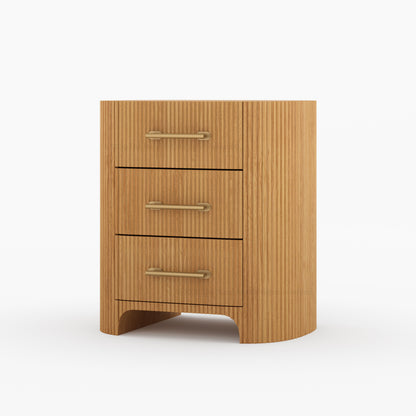 Bartow Fluted Solid Wood Nightstand with 3 Drawers