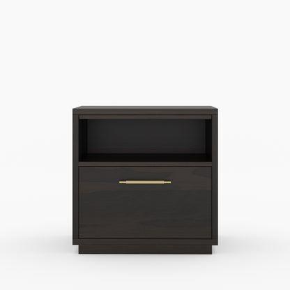 Hartsville Modern Solid Wood Nightstand with Drawer and Open Shelf