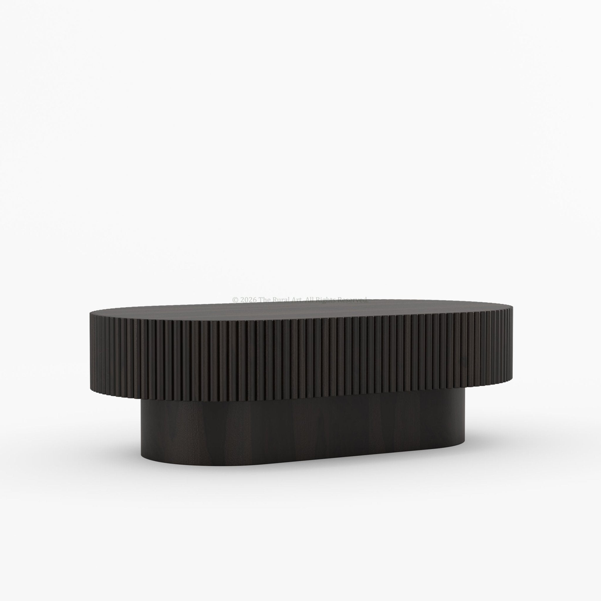 Cullman Teak Wood Oval Fluted Coffee Table