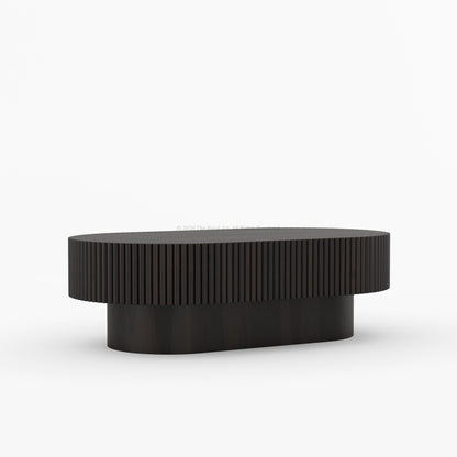 Cullman Teak Wood Oval Fluted Coffee Table