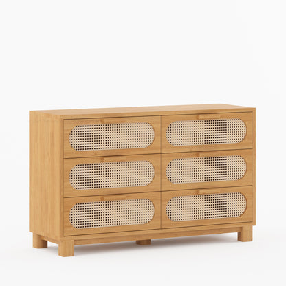 Davis Solid Wood Dresser with Woven Cane Details