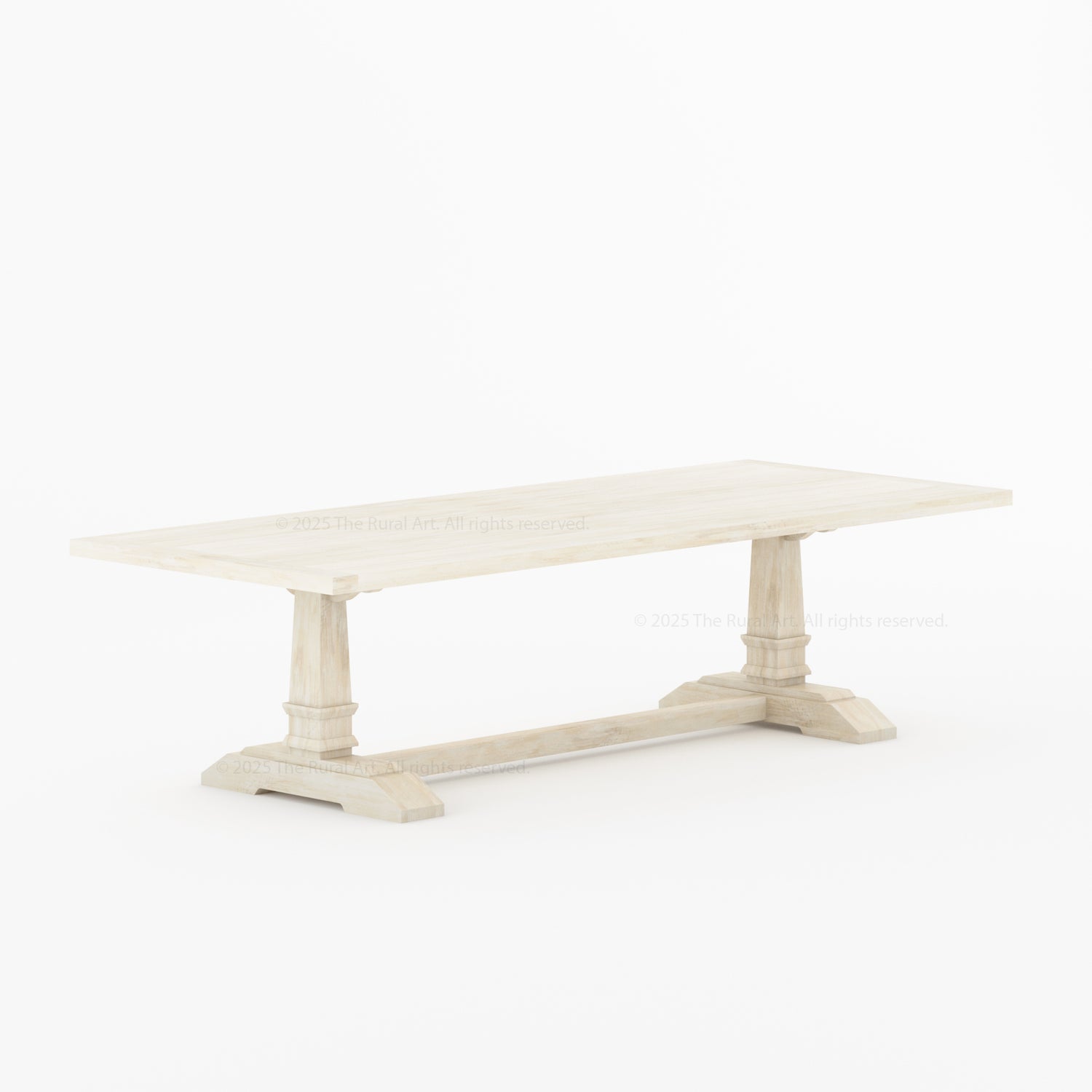 Roseville Solid Wood Trestle Dining Table with Pedestal Base Farmhouse Style