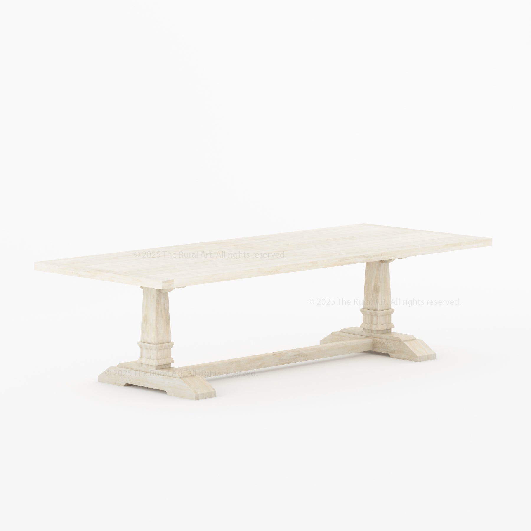 Roseville Solid Wood Trestle Dining Table with Pedestal Base Farmhouse Style