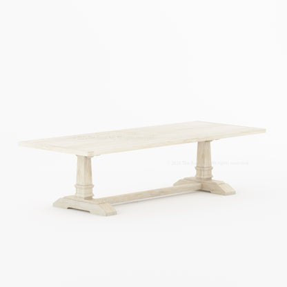 Roseville Solid Wood Trestle Dining Table with Pedestal Base Farmhouse Style