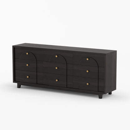 Livingston Solid Wood Dresser with Arched Front &amp; Brass Knobs