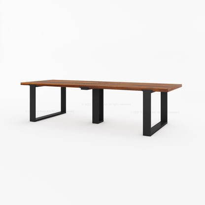 Ashland Solid Wood Dining Table with Metal U-Legs Industrial Modern