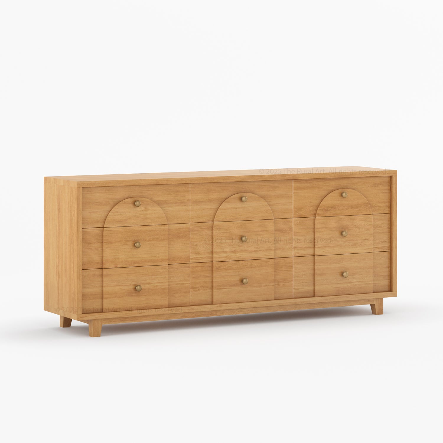 Livingston Solid Wood Dresser with Arched Front &amp; Brass Knobs