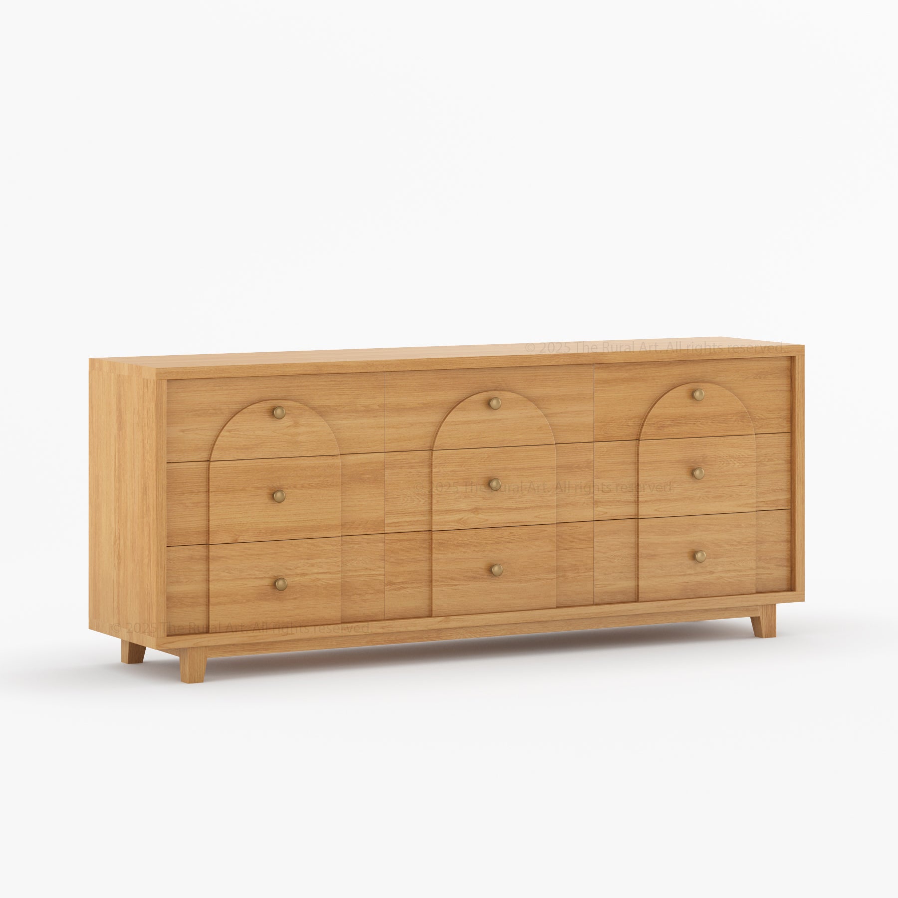 Livingston Solid Wood Dresser with Arched Front &amp; Brass Knobs