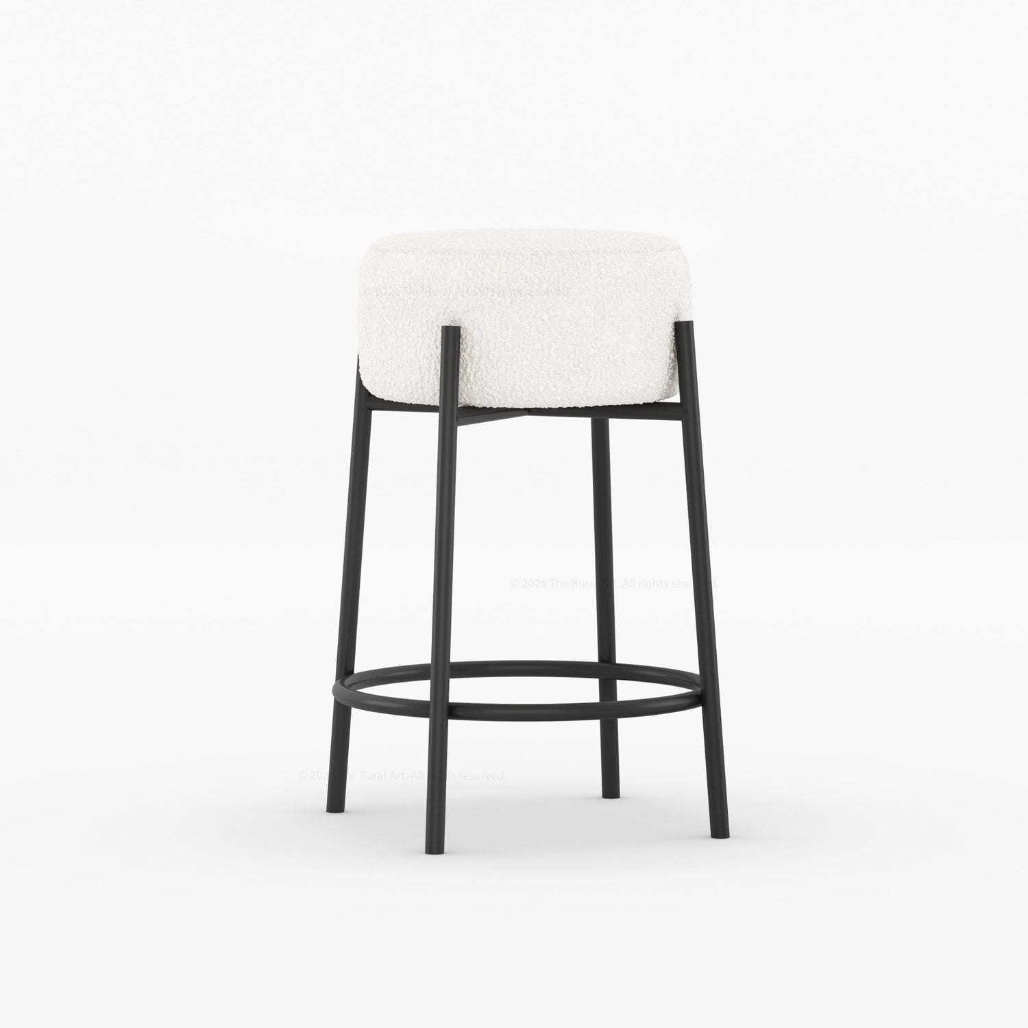 Midland Curved Solid Wood Half Round Kitchen Island with Upholstered Stools &amp; Quartz Top