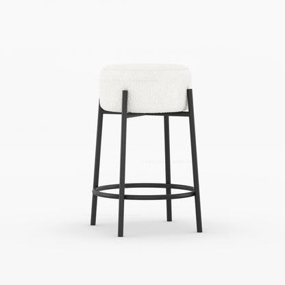 Midland Curved Solid Wood Half Round Kitchen Island with Upholstered Stools &amp; Quartz Top