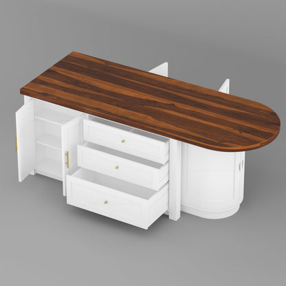 Danville Solid Wood Kitchen Island with Built-In Wine Cooler &amp; Storage Cabinets