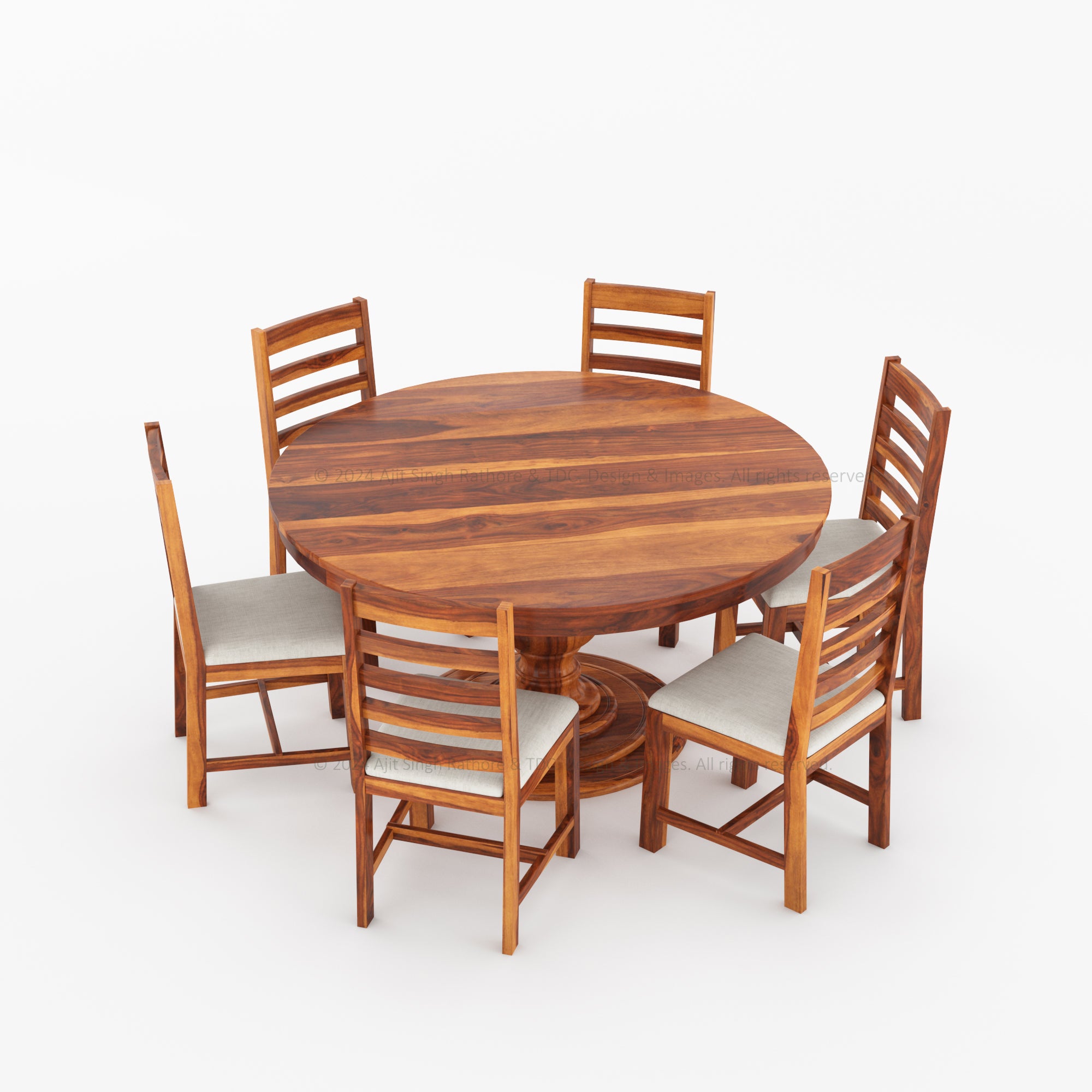 Clanton Solid Wood Rustic Round Dining Table