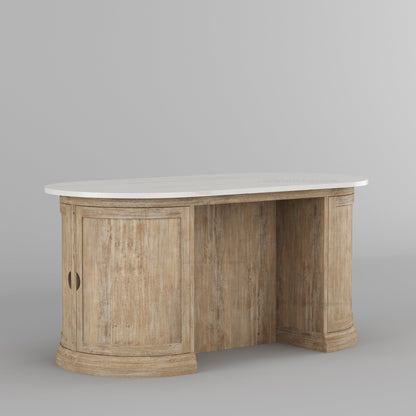 Harrison Solid Wood Oval Kitchen Island with Storage &amp; Optional Seating