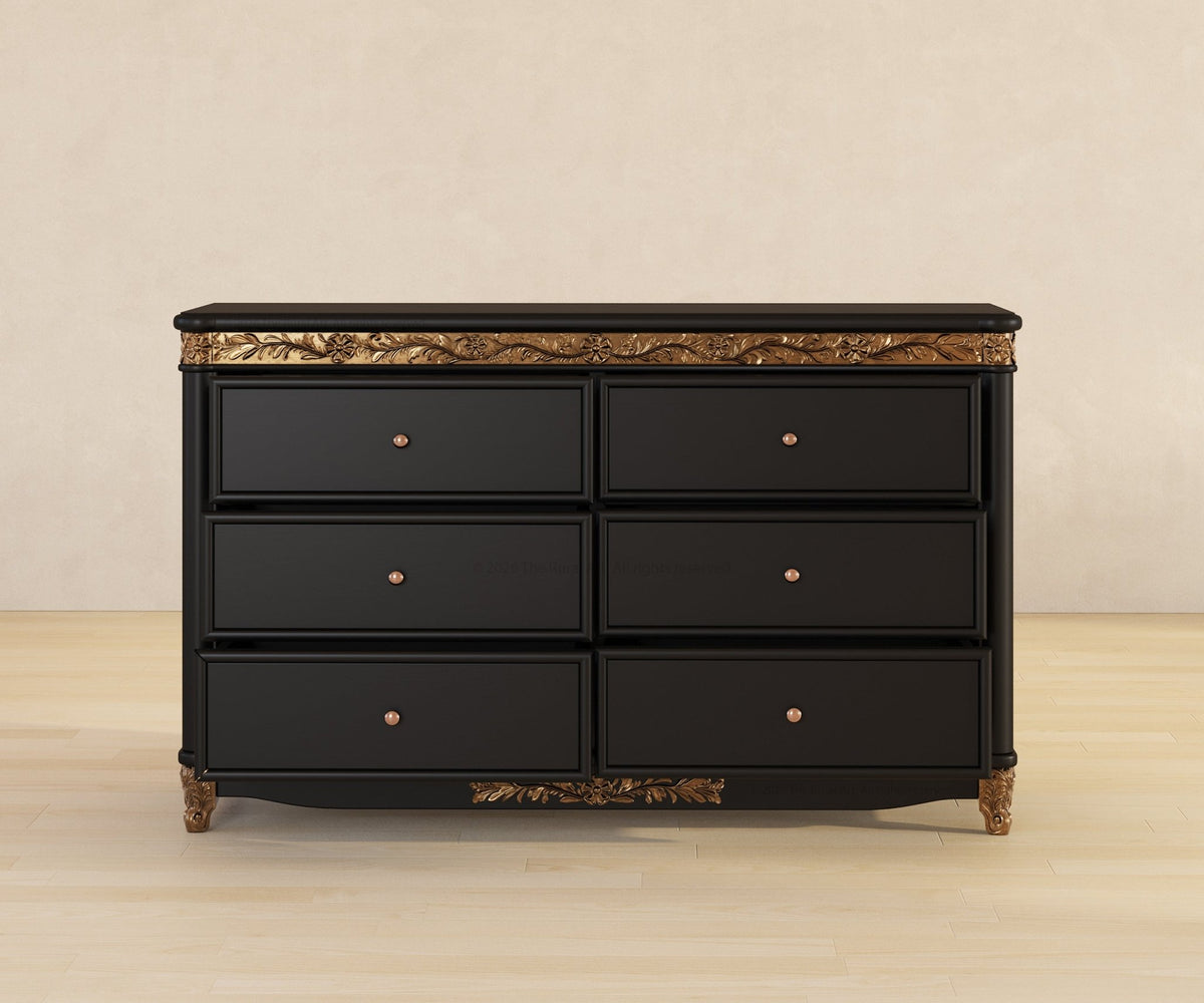 Versailles Grandeur Solid Wood Dresser with Gold Leaf Carved Details