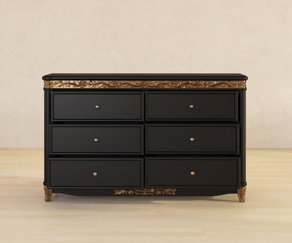 Versailles Grandeur Solid Wood Dresser with Gold Leaf Carved Details