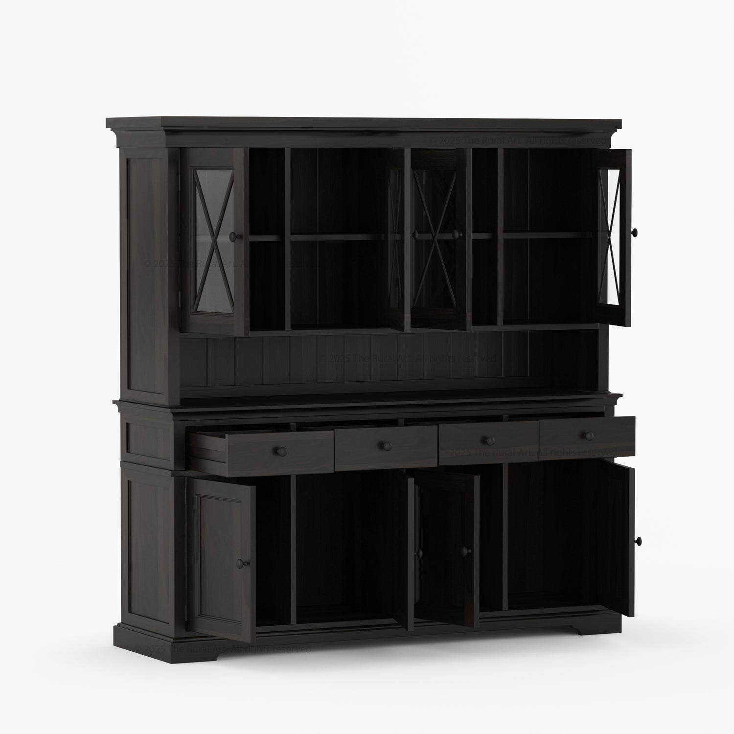 Sherman Solid Wood Buffet with Hutch China Display Cabinet