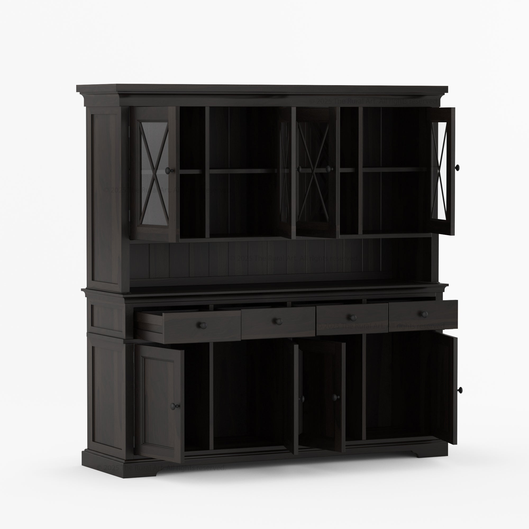 Sherman Solid Wood Buffet with Hutch China Display Cabinet