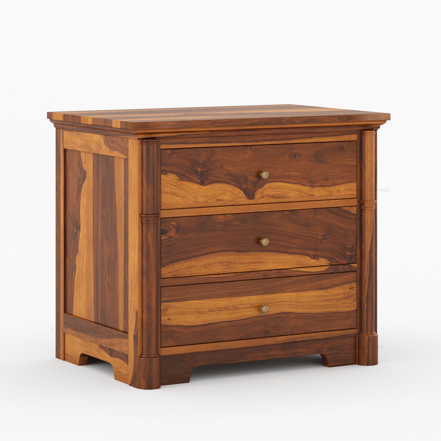 Abilene Solid Wood Three-Drawer Nightstand