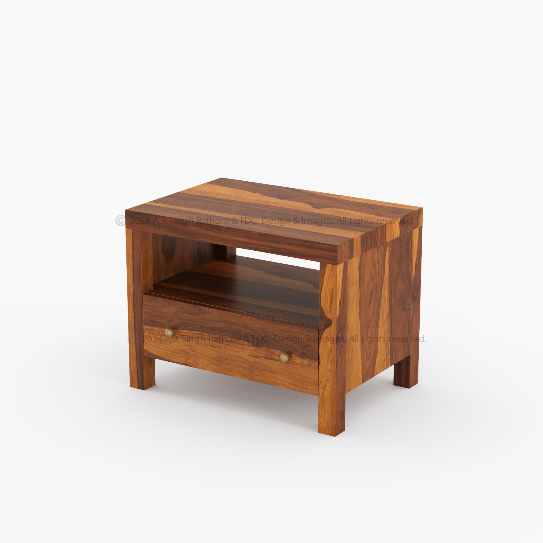 Lompoc Premium Solid Indian Rosewood Nightstand with Drawers