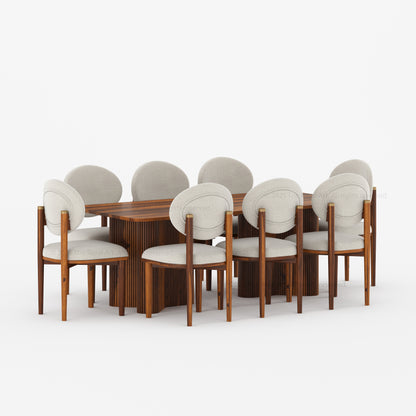 Valdez Fluted Dining Table &amp; Upholstered Chair Set