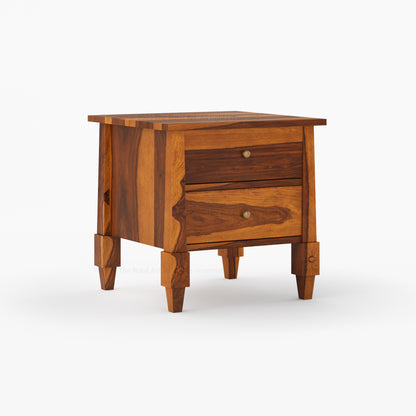 Dothan Solid Wood Nightstand with Carved Floral Legs &amp; Dual Drawers