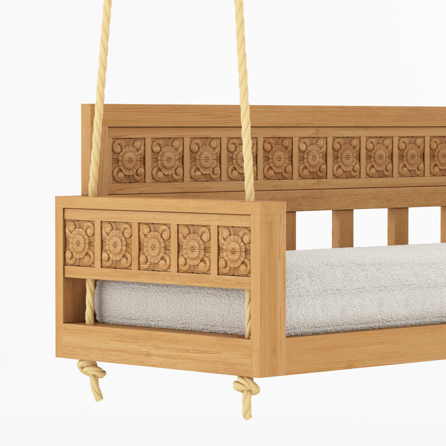Ocala Hand-Carved Solid Wood Outdoor Porch Swing
