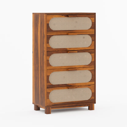 Davis Solid Wood Dresser with Woven Cane Details