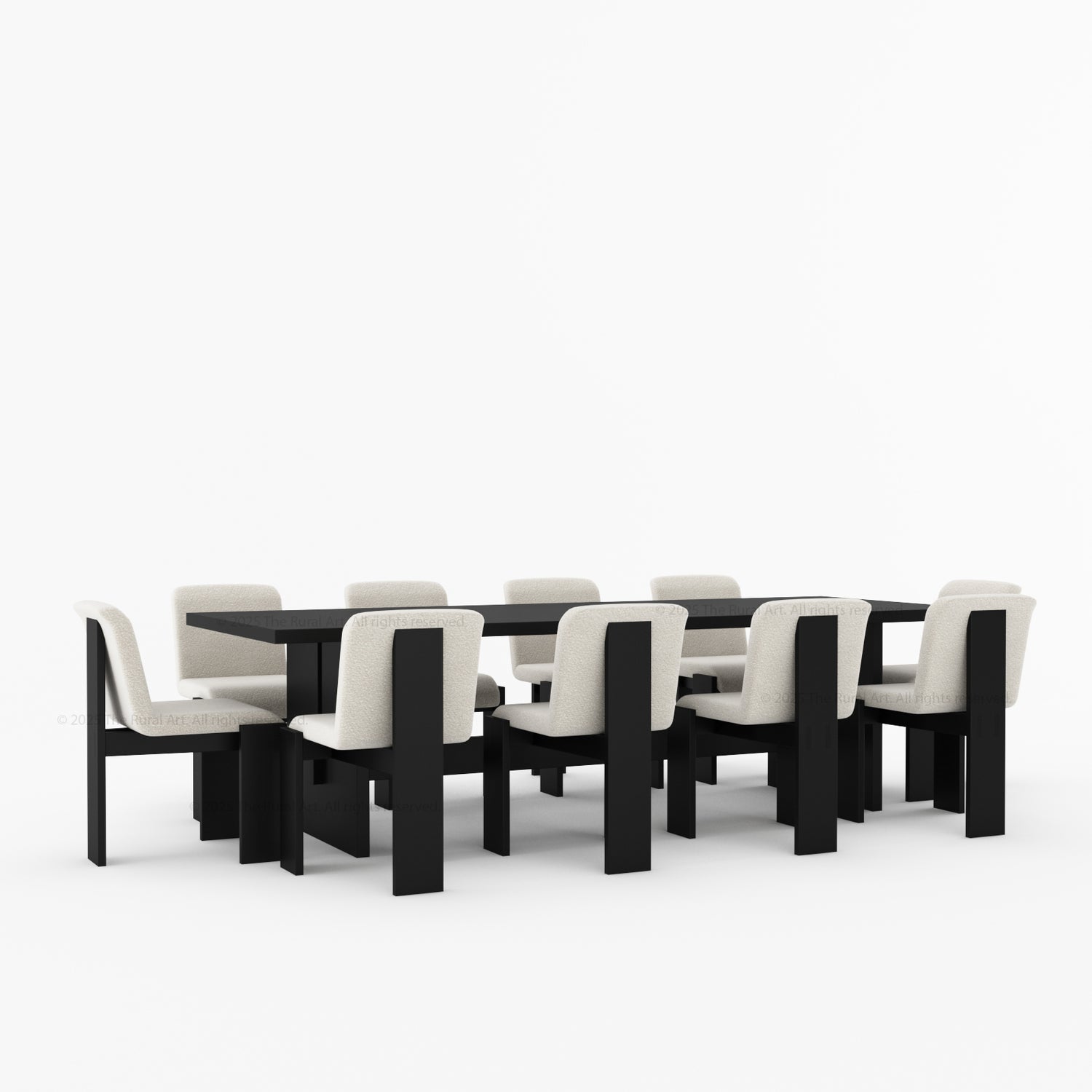 Marion Modern Slab-Leg Dining Table &amp; Boucle Chair Set