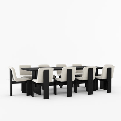 Marion Modern Slab-Leg Dining Table &amp; Boucle Chair Set
