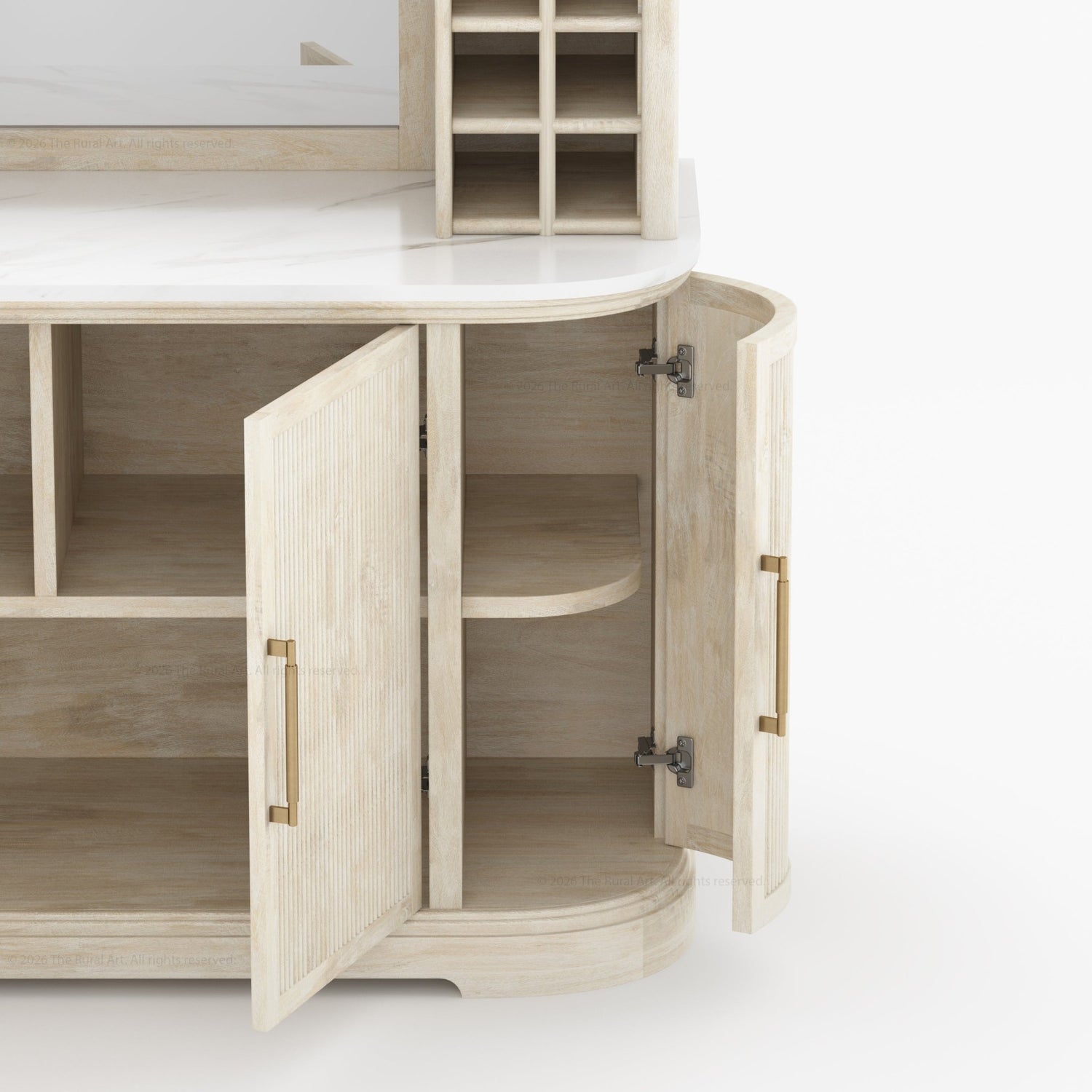Tuscany Arched Wine Bar Cabinet with Makrana Marble