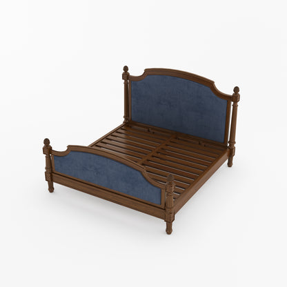 Novato Heritage Solid Wood Bed with Upholstered Headboard &amp; Footboard