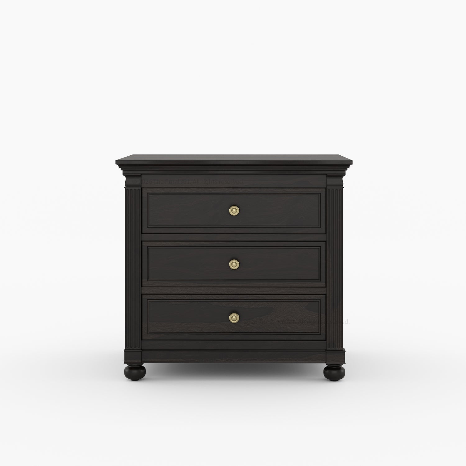 Kingman Grand Solid Wood Canopy Bed and Nightstand Set with Fluted Columns