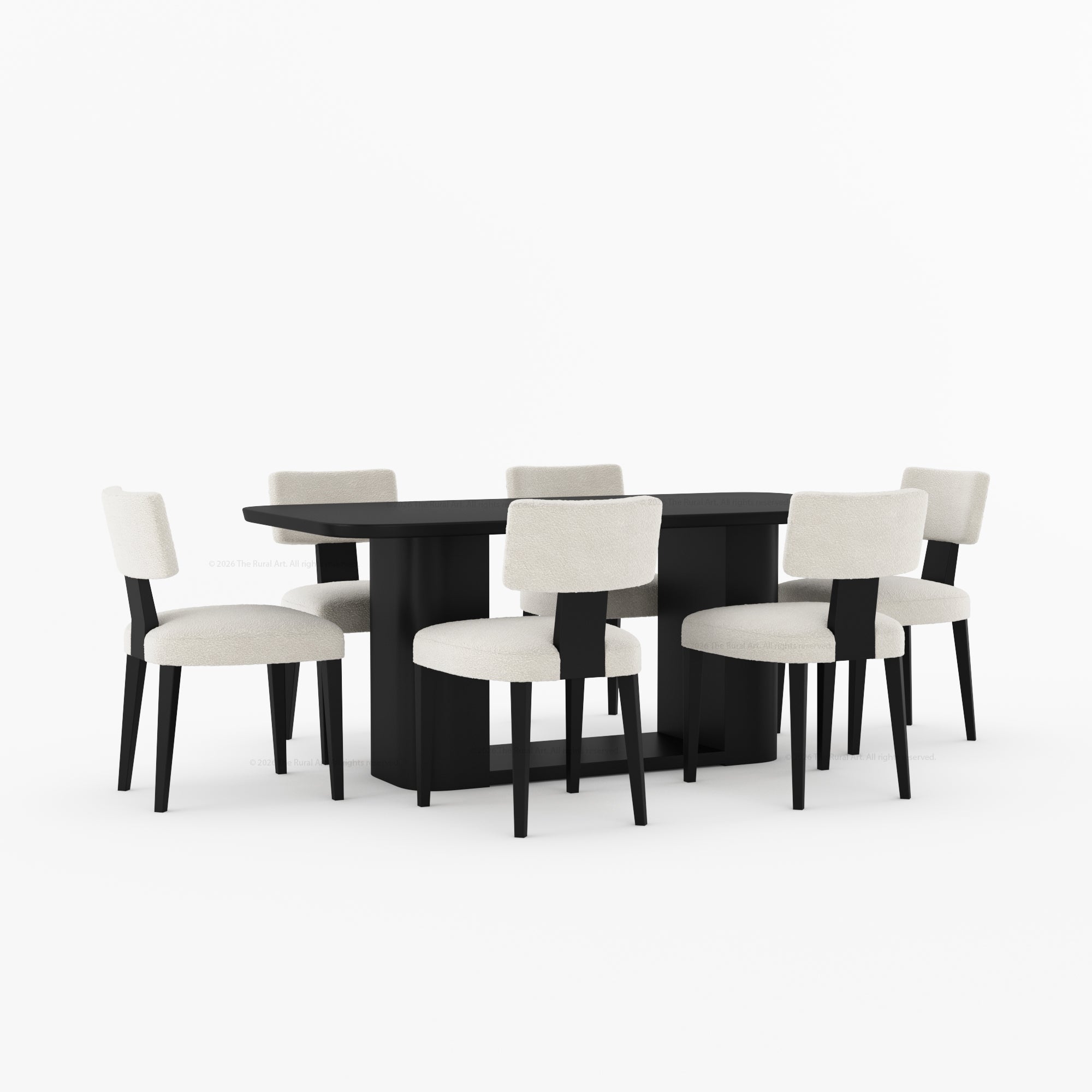 Selma Modern Solid Wood Dining Table Set with Boucle Upholstered Chairs