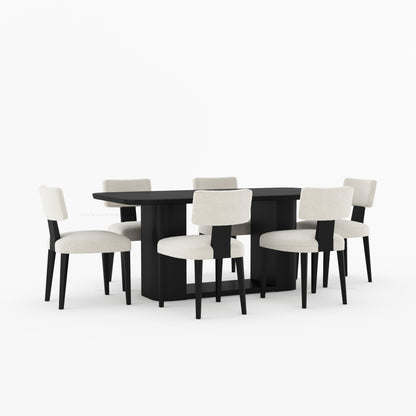 Selma Modern Solid Wood Dining Table Set with Boucle Upholstered Chairs