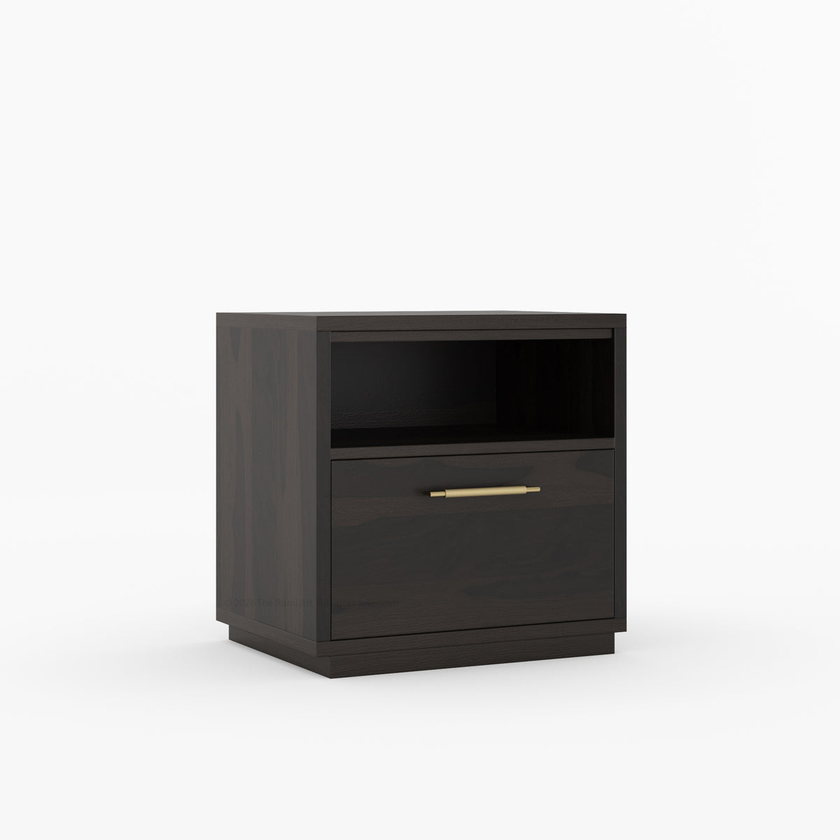 Hartsville Modern Solid Wood Nightstand with Drawer and Open Shelf