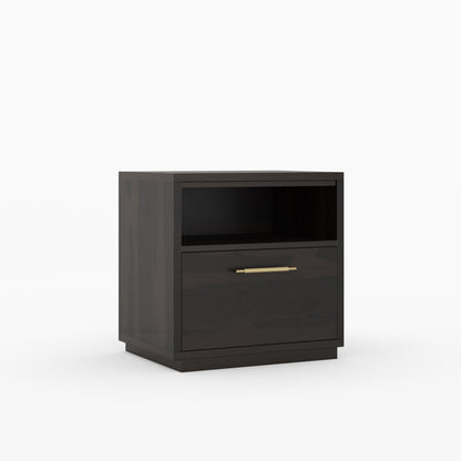 Hartsville Modern Solid Wood Nightstand with Drawer and Open Shelf